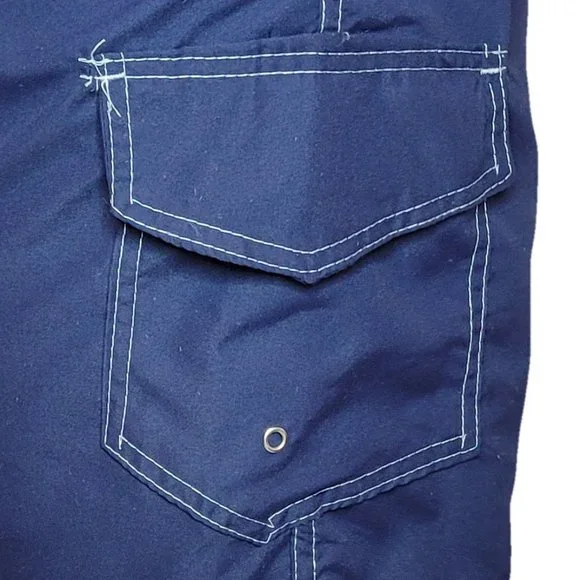 Men Swim Shorts, Swimming Trunks, 3 Pocket Cargo Swimwear, Navy - Picture 8 of 8